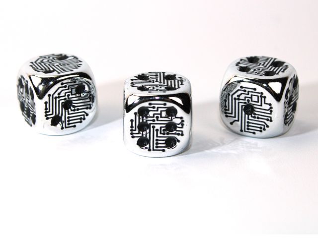 Chessex – Silver Circuit Design d6 (Metal Plated)