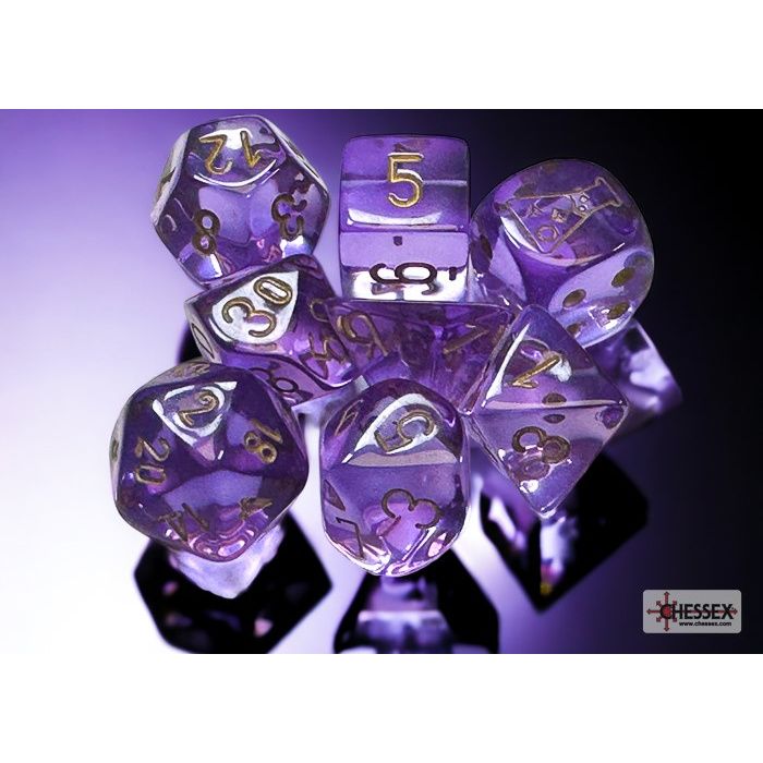 Chessex - Translucent Polyhedral Lavender/gold 7-Die Set (with bonus die)