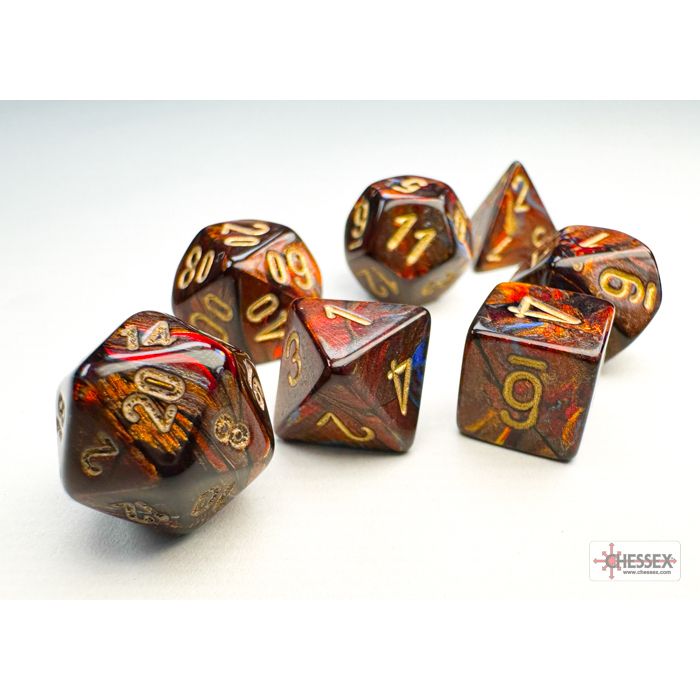 Chessex - Scarab® Mini-hedral Blue Blood/gold 7-Die Set