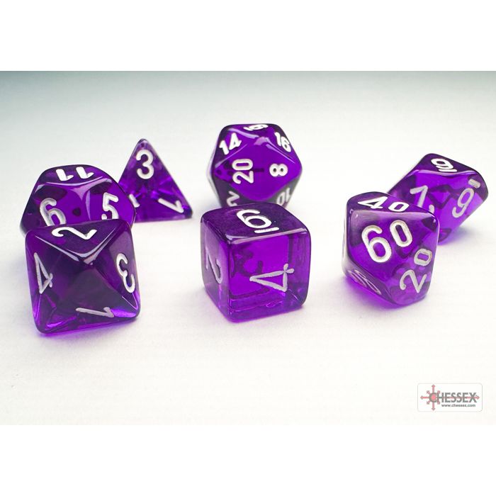 Chessex - Translucent Mini-hedral Purple/white 7-Die Set