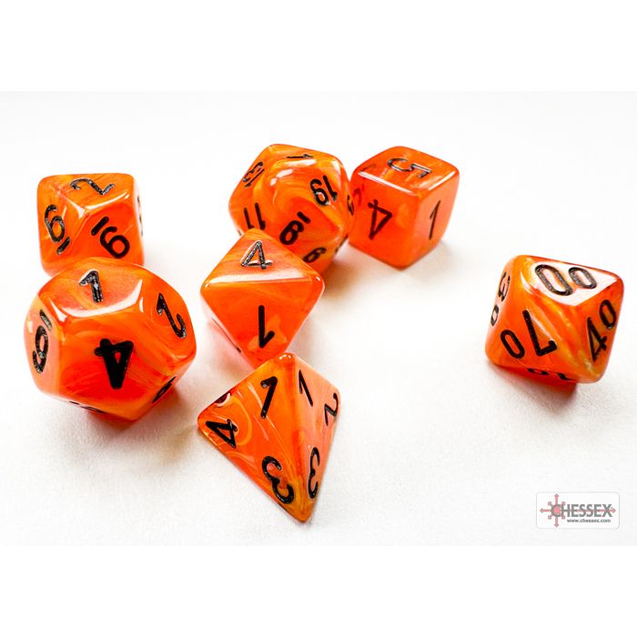 Chessex - Vortex® Mini-hedral Orange/black 7-Die Set