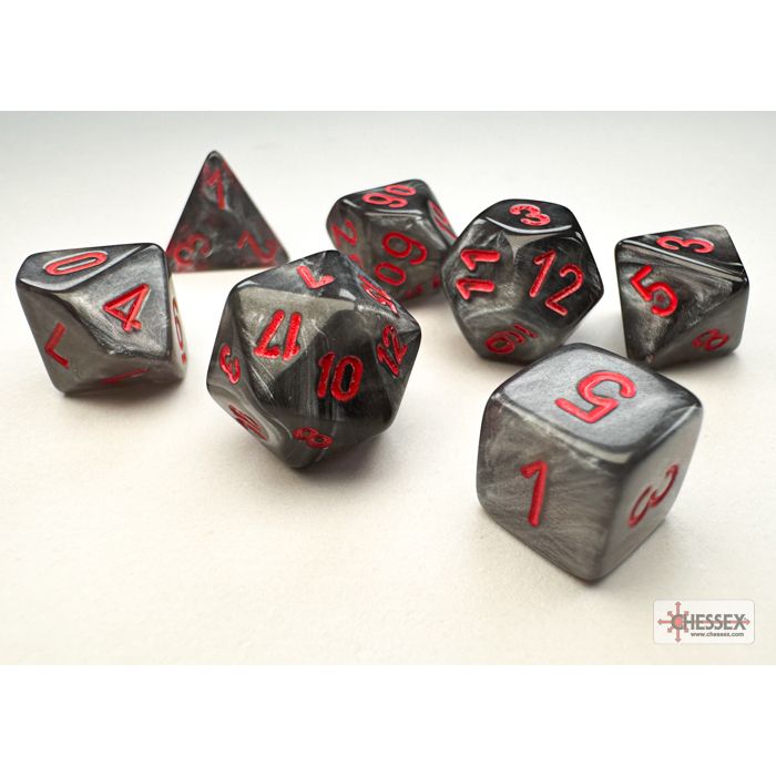 Chessex - Velvet® Mini-hedral Black/red 7-Die Set