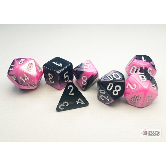 Chessex - Gemini® Mini-hedral Black-Pink/white 7-Die Set