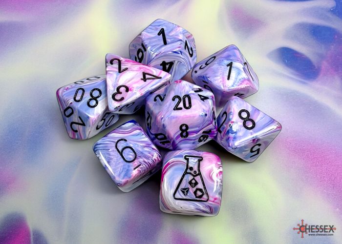 Chessex - Festive® Polyhedral Hydrangea™/black 7-Die Set (with bonus die)