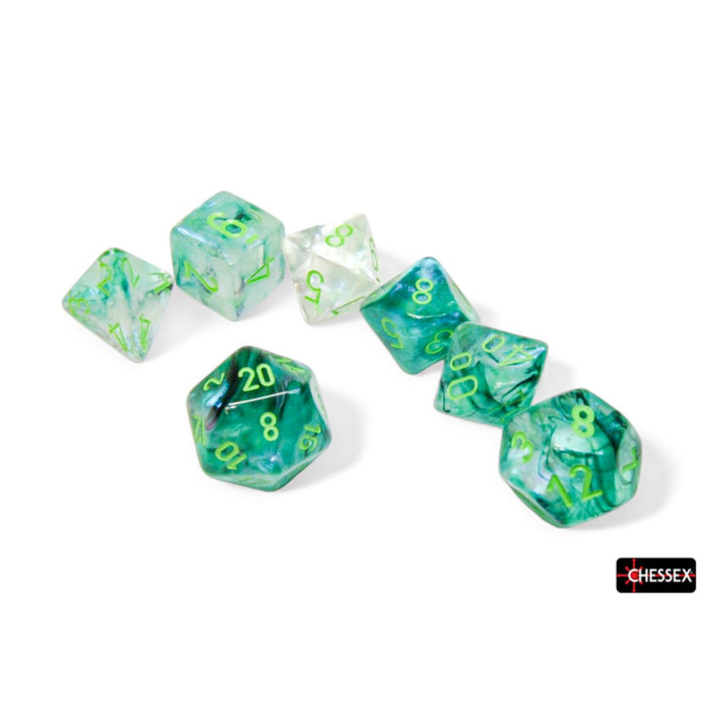 Chessex – Borealis Kelp/Light Green Luminary Polyhedral 7 Dice Set