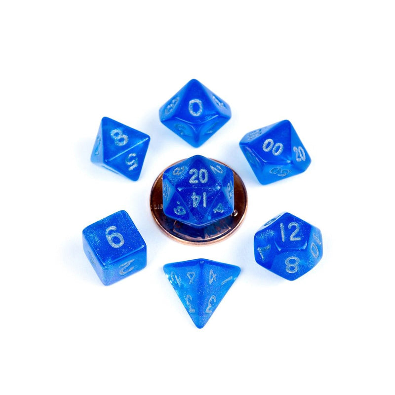MDG – Mini Polyhedral Dice Set: Stardust Blue with Silver