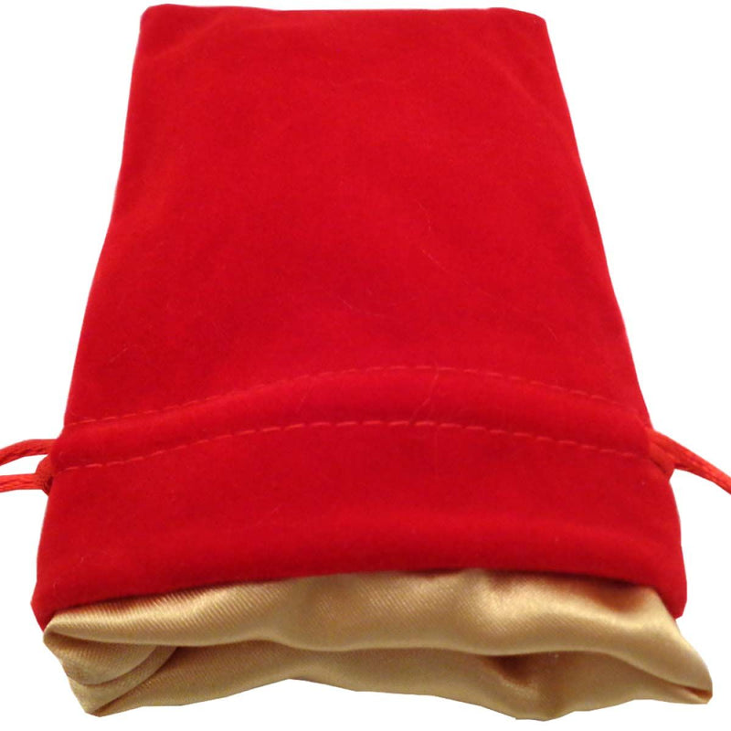 MDG - Dice Bag 4 Inch x 6 Inch Red Velvet with Gold Satin Lining