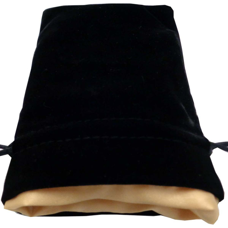 MDG - Dice Bag 4 Inch x 6 Inch Black Velvet with Gold Satin Lining