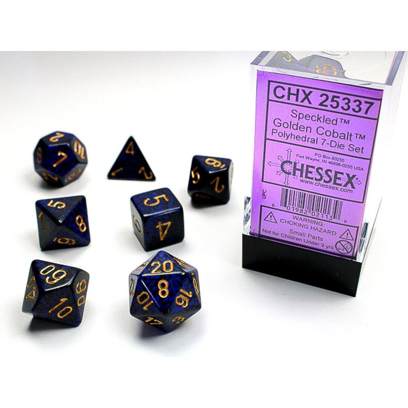 Chessex - Golden Cobalt Speckled Polyhedral 7-Die Set