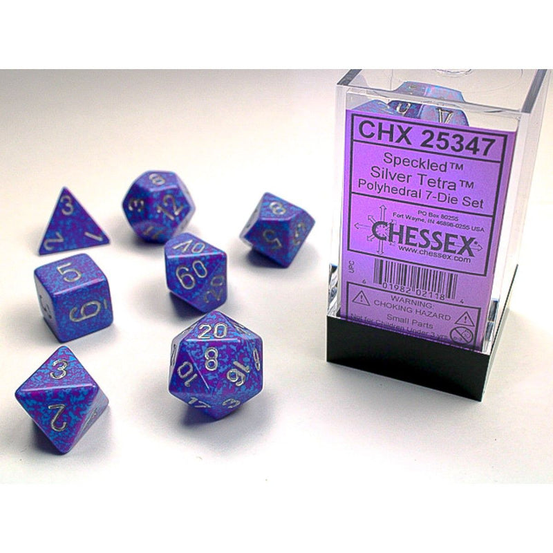Chessex - Silver Tetra Speckled Polyhedral 7-Die Set