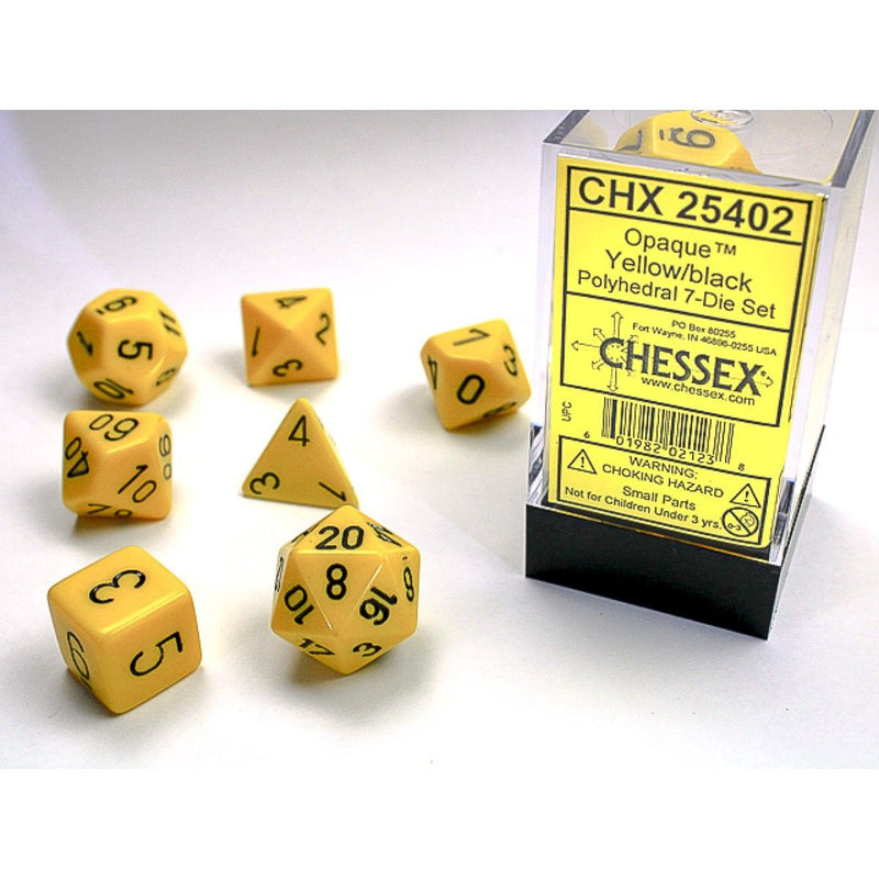 Chessex - Yellow w/black Opaque Polyhedral 7-Die Set