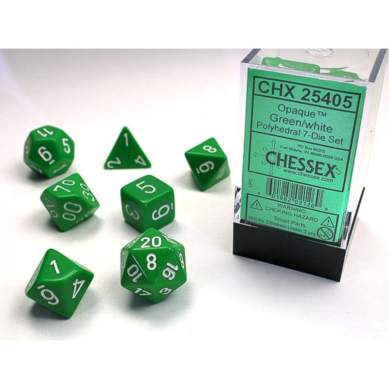 Chessex - Green w/white Opaque Polyhedral 7-Die Set