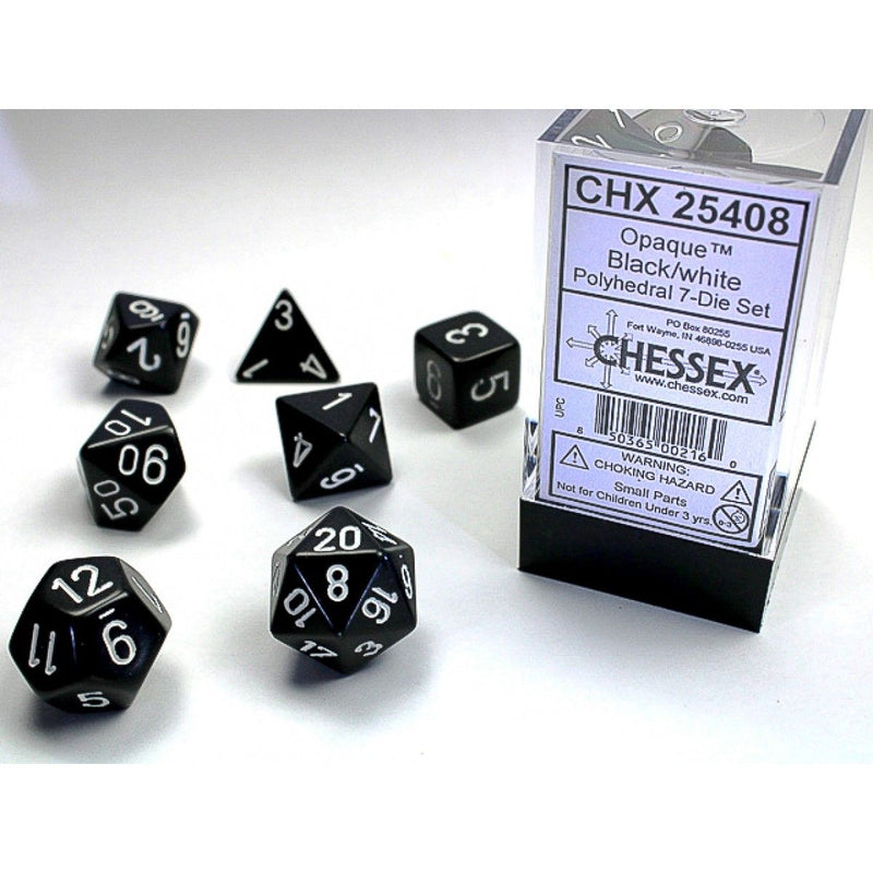 Chessex – Black w/white Opaque Polyhedral 7-Die Set