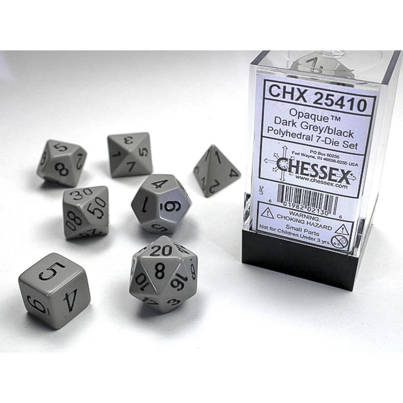 Chessex - Grey w/black Opaque Polyhedral 7-Die Set