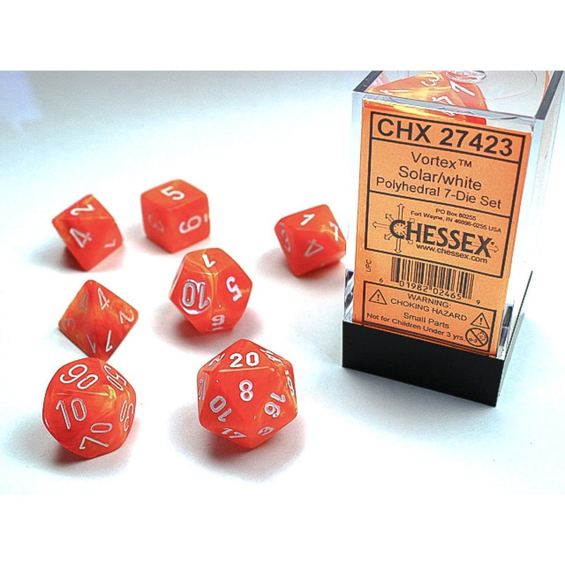 Chessex - Vortex Solar w/white Classic Polyhedral 7-Die Set