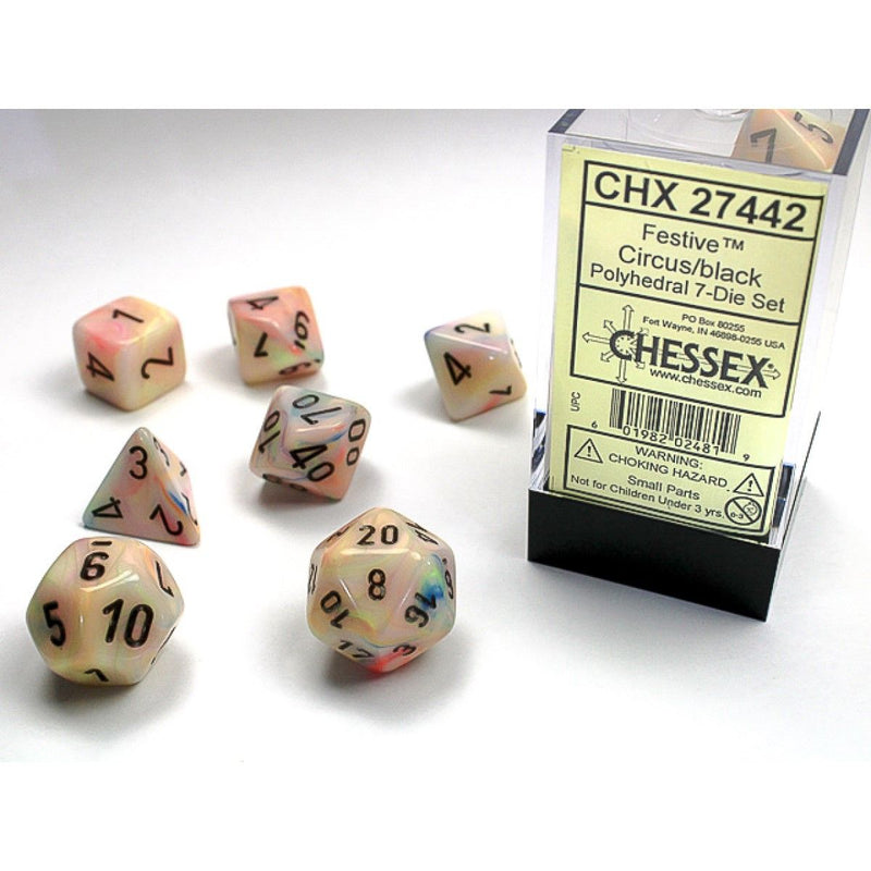 Chessex - Festive Circus w/black Signature Polyhedral 7-Die Set