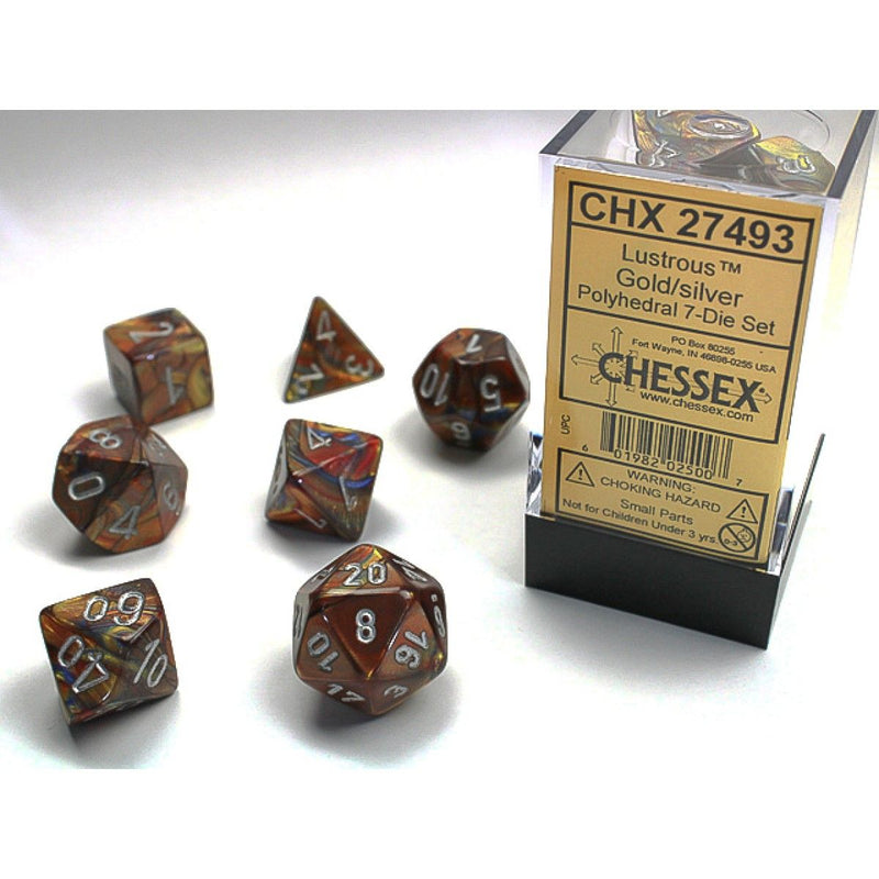 Chessex - Lustrous Gold w/silver Classic Polyhedral 7-Die Set