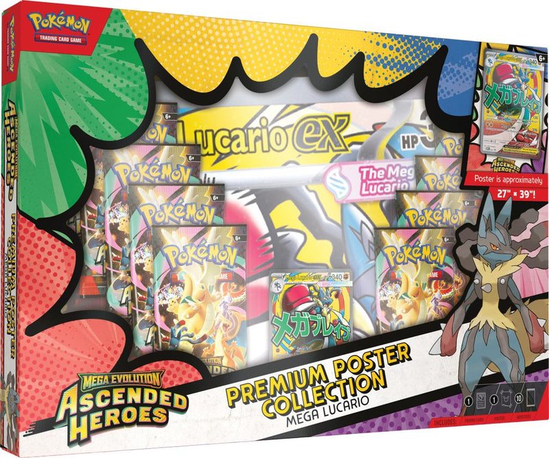 Pokémon TCG: Mega Evolution—Ascended Heroes Premium Poster Collection—Mega Lucario or Mega Gardevoir (Single, Assorted)