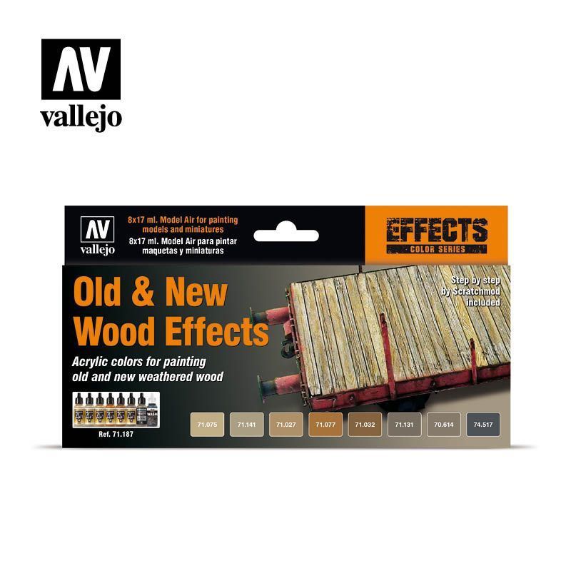 Vallejo Model Air - Effects 8 Colour Set Old And New Wood Effects by Scratchmod 17ml