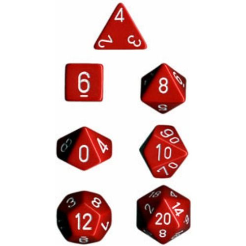 Chessex - Red w/white Opaque Polyhedral 7-Die Set