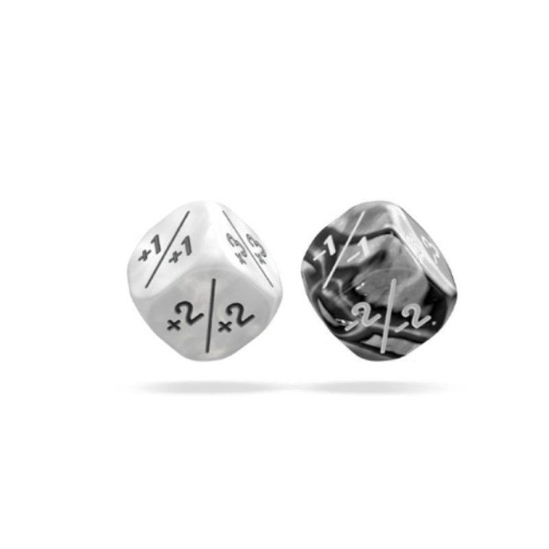 Oakie Doakie Dice D6 Marble / Gemidice Positive & Negative 12mm White (14)