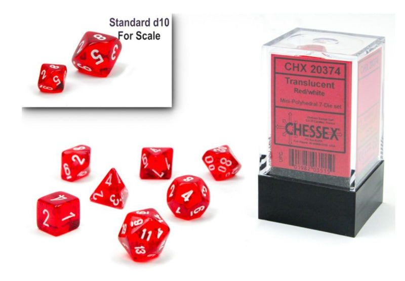 Chessex - Translucent Mini-hedral Red/white 7-Die Set