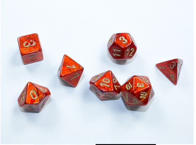 Chessex - Scarab® Mini-hedral Scarlet/gold 7-Die Set