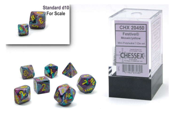 Chessex - Festive® Mini-hedral Mosaic/yellow 7-Die set