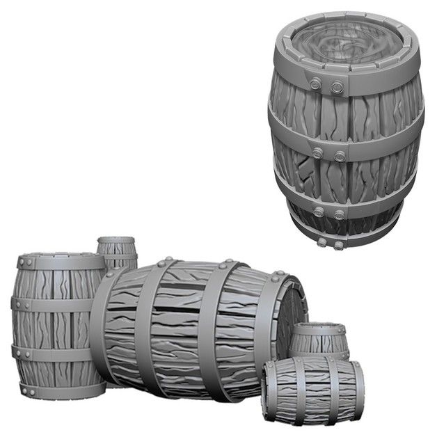 WizKids Deep Cuts Unpainted Miniatures of Barrels & Pile of Barrels