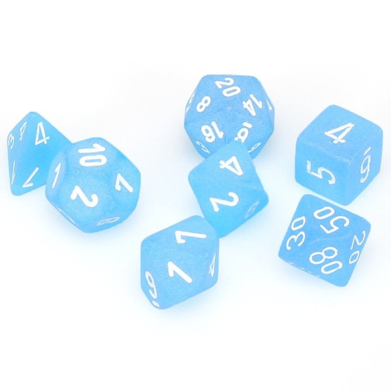 Chessex - Frosted Caribbean Blue with White Classic Polyhedral 7-Die Set
