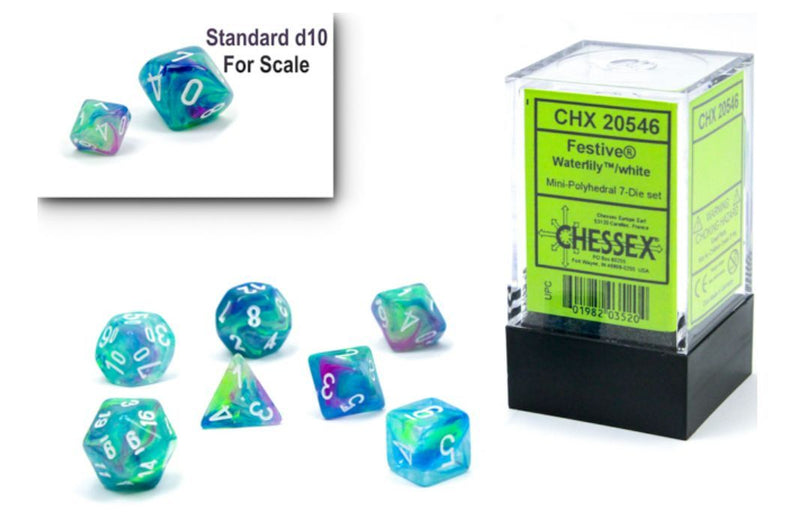 Chessex - Festive® Mini-hedral Waterlily/white 7-Die set