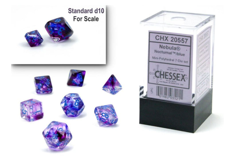 Chessex - Nebula® Mini-hedral Nocturnal/blue Luminary 7-Die set
