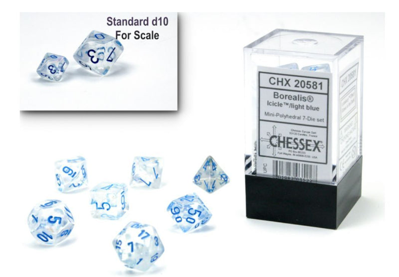Chessex - Borealis® Mini-hedral Icicle/light blue Luminary 7-Die set