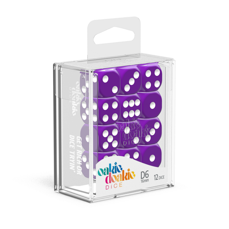 Oakie Doakie Dice D6 16 mm Solid - Purple (12)