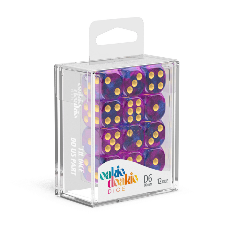Oakie Doakie Dice D6 16 mm GemiDice - Amethyst (12)