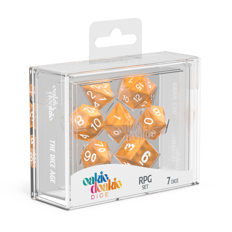 Oakie Doakie Dice RPG Set Marble - Orange (7)