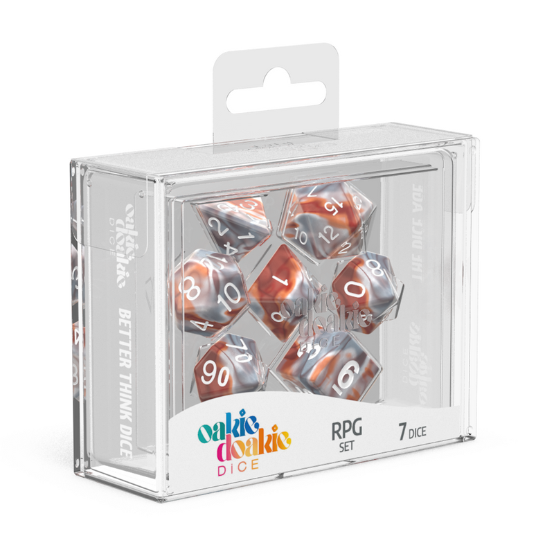 Oakie Doakie Dice RPG Set GemiDice - Silver-Rust (7)
