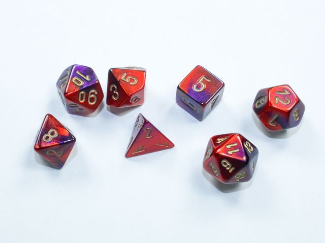 Chessex - Gemini® Mini-hedral Purple-Red/gold 7-Die Set