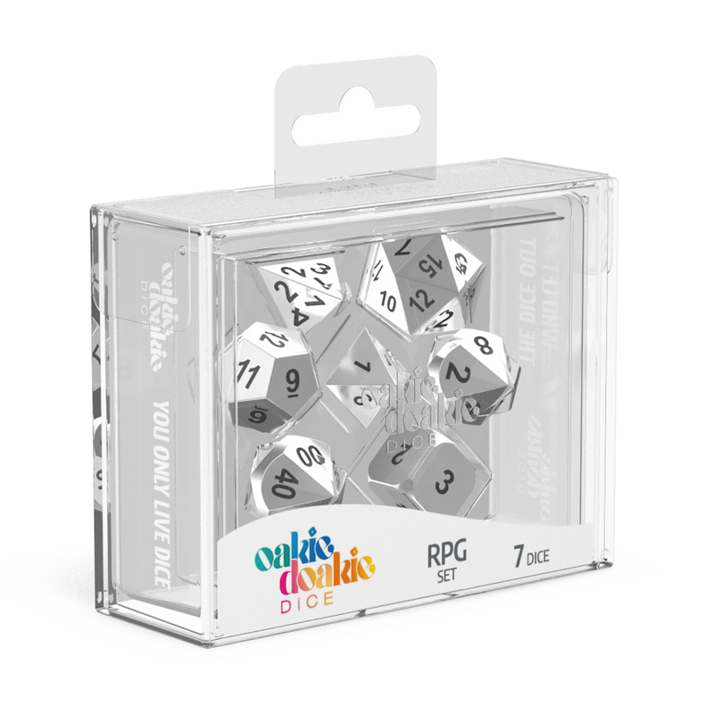 Oakie Doakie Dice RPG Set Metal Dice - Mercury (7)