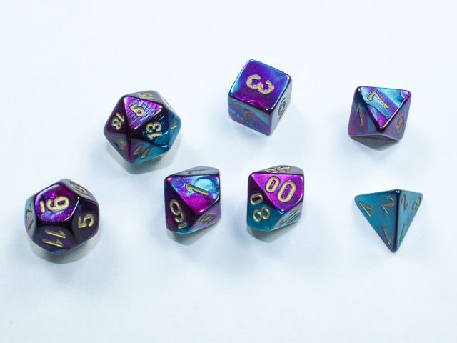 Chessex - Gemini® Mini-hedral Purple-Teal/gold 7-Die Set