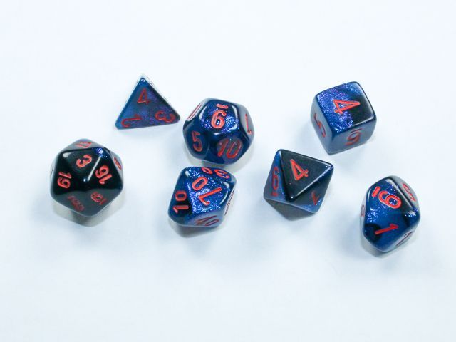 Chessex - Gemini® Mini-hedral Black-Starlight/red 7-Die Set