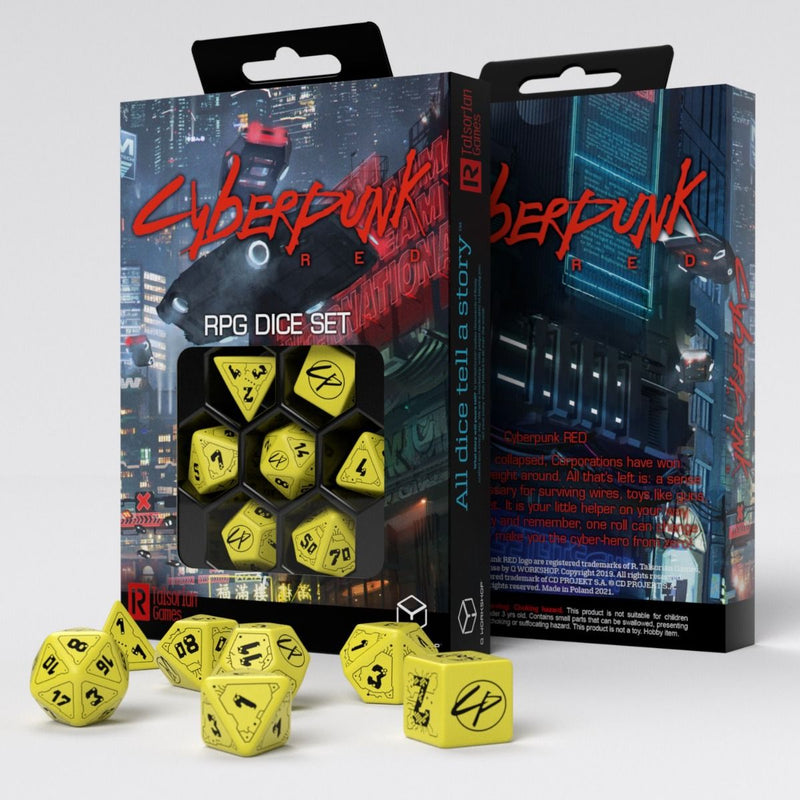 Q Workshop – Cyberpunk Red Dice Set: Danger Zone