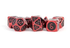 MDG - Metal Enamel Dice: Red with Black Enamel