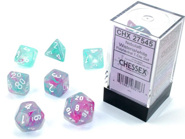 Chessex - Nebula Wisteria/White Luminary 7-Die Set