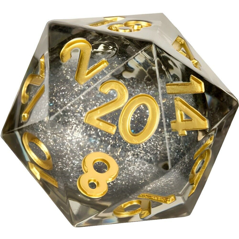 Metallic Dice Games – Individual Liquid Core D20 – Vanishing Oil