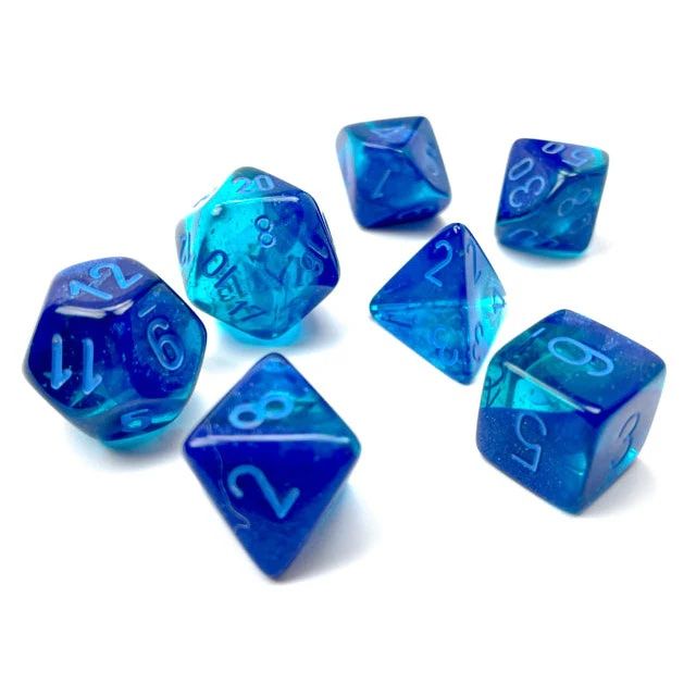 Chessex - Gemini Blue-Blue w/light blue Luminary 7-Dice Set