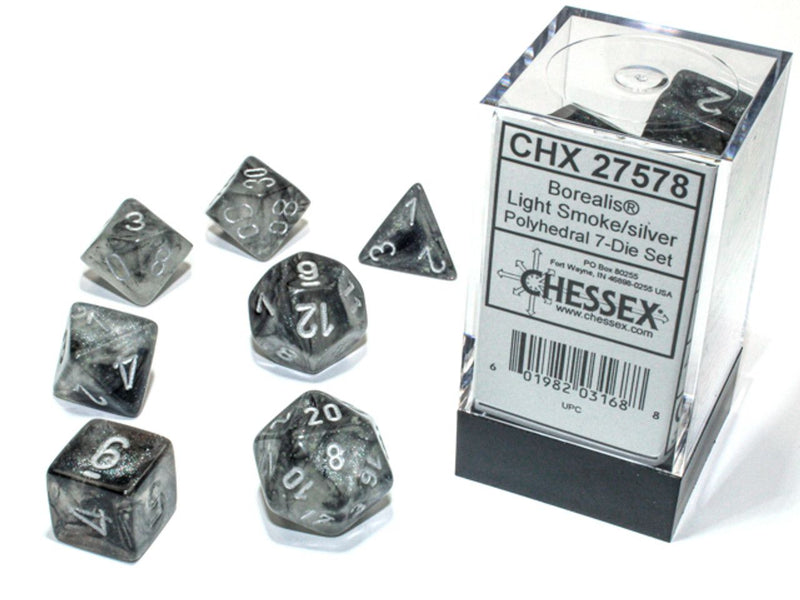 Chessex - Borealis Smoke/Silver Luminary Polyhedral 7-Die Set