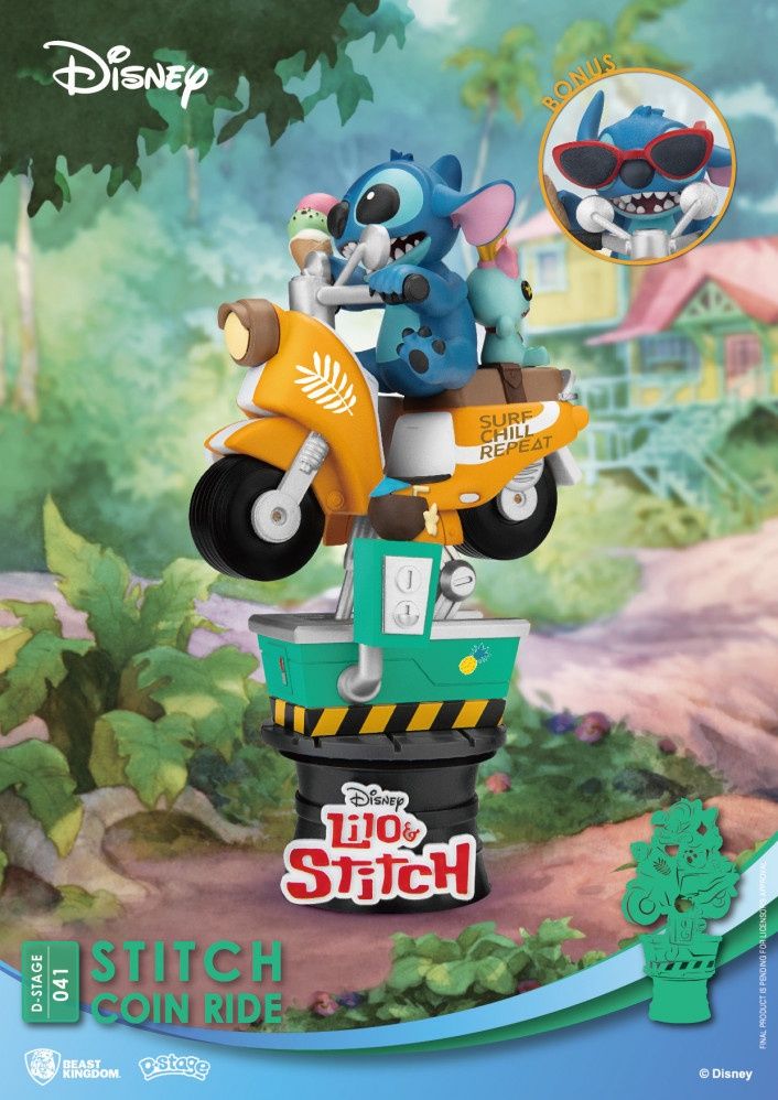 Lilo & Stitch Coin Ride Stitch and Scrump D-Stage Statue