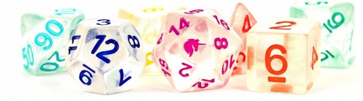 MDG Unicorn Resin Polyhedral Dice Set: Rainbow Ice