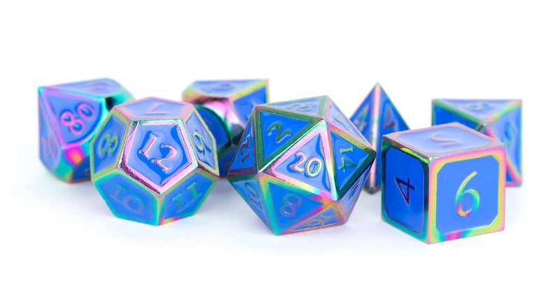 MDG - Metal Enamel Dice: Rainbow with Blue Enamel